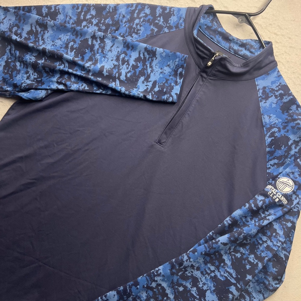FootJoy Mens Large 1/4 Zip Golf Pullover Navy Blue Camo Capital Canyon Club 1945